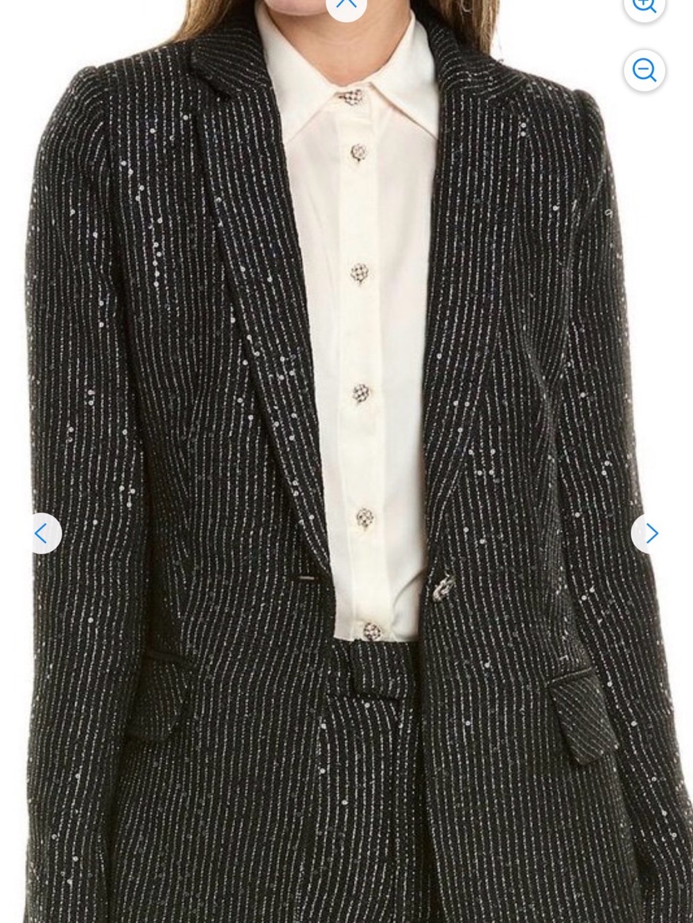 Walter Baker Black Pinstripe Sequin-Trim Blazer